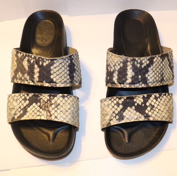 VinceOrion Python-Print Pool-Slide, Black/White - Picture 4 of 12